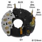 Retificador do alternador 80A Bosch NL1 Mercedes-Benz 712 914 915 1215 1218 1418 1618 1938 2423 2428 2638 Actros OF1417 - ligações