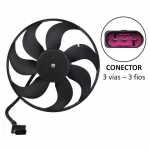 Eletroventilador do radiador 12V 7 pás diâmetro 345mm 250W aspirante Audi A3 Volkswagen Bora Fox Gol Golf Polo Saveiro SpaceFox Voyage G5 (com ar-condicionado)