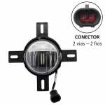 Farol auxiliar LED bivolt antineblina redondo Ø 74mm lado esquerdo/direito universal (com suporte maior)