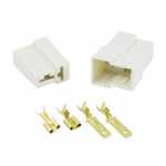 Kit chicote / conector desmontado macho / fêmea 2 vias 2 terminais 6.3mm tipo FASTON