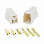 Kit chicote / conector desmontado macho / fêmea 3 vias 3 terminais 6.3mm tipo FASTON para som automotivo