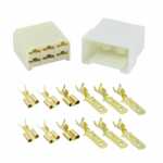 Kit chicote / conector desmontado macho / fêmea 6 vias 6 terminais 6.3mm tipo FASTON para som automotivo