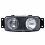Farol auxiliar de milha (longo alcance) duplo lado direito com lente de vidro para lâmpada H1 com soquete Scania Série 4 P94 P114 P124 R114 R124 R164 T114