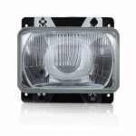 Farol principal lado esquerdo com lente de vidro para lâmpada H4 com meia-luz e suporte plástico (bicudo) Mercedes-Benz 