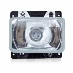 Farol principal lado direito/esquerdo com lente de vidro para lâmpada H1 sem meia-luz com aro plástico Mercedes-Benz (bicudo) 1218 1414 1418 1618 1621 1625 1630 1935 1941