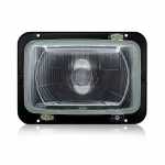 Farol principal retangular lado direito/esquerdo com lente de vidro para lâmpada H4 com moldura plástica Scania séries 1 / 2 / 3