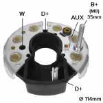 Retificador do alternador 35A / 45A / 55A / 65A Bosch K1 Case Fiat-Allis Ford Cargo Iveco EuroCargo Komatsu Massey Ferguson Mercedes-Benz Scania Valmet Volkswagen Worker Volvo N10 N12 NL10 NL12 B7R B10 B12 B58 - ligações