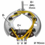 Retificador do alternador 50A / 55A / 60A / 65A / 70A Lucas Indiel Prestolite A127 Fiat Duna Elba Prêmio Regatta Uno Ford F100 F150 Falcon Sierra Taunus Renault Clio R9 R11 R12 R18 R21 Trafic - ligações