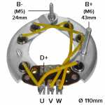 Retificador do alternador 35A / 55A / 65A / 70A Lucas Indiel Prestolite Ford Escort Galaxy Orion Pampa Versailles Volkswagen Gol Logus Parati Quantum Santana Saveiro Voyage (com motor AP) - ligações