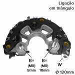 Retificador do alternador 120A Bosch NCB1 Audi A3 A4 A6 S3 TT Mercedes-Benz Classe C CLK E ML Sprinter Volkswagen Beetle Bora Golf Passat Polo Volvo C70 S70 S80 V70 - ligações
