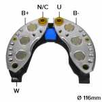 Retificador do alternador 50A / 60A / 70A / 75A / 90A Valeo A13N / A14N Opel Arena Renault Clio Espace Kangoo Master R9 R11 R19 R20 R21 R25 R30 Trafic Vauxhall Arena - ligações