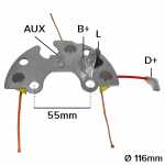 Retificador do alternador 35A / 45A Bosch / Wapsa AR Volkswagen Gol Kombi diesel Passat Santana Voyage - ligações