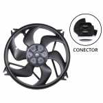 Eletroventilador/ventoinha do radiador 12V 6 pás diâmetro 385mm 185W aspirante Citroën C1 C4 Pallas Picasso C5 C6 Saxo Xsara Picasso Peugeot 307 406 607 (com ar-condicionado)