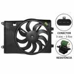 Eletroventilador/ventoinha do radiador com defletor 12v 9 pás diâmetro 405mm 300W aspirante Denso Chevrolet GM Cobalt Onix Prisma Sonic Spin Tracker (com ar-condicionado)