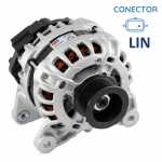 Alternador novo.  O alternador é a central elétrica do veículo. Acionado pelo motor do veículo através de uma correia, o alternador transforma a energia mecânica (giro) em energia elétrica necessária para carregar a bateria e alimentar os consumidores, co