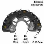 Retificador do alternador 65A Bosch GCB2 Fiat Palio Weekend Siena Strada Uno Mille - ligações