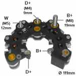 Retificador do alternador 55A Iskra AAK Deutz - ligações