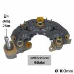 Retificador do alternador 70A / 80A / 90A Denso Chrysler Grand Cherokee Voyager Dodge Caravan Intrepid Toyota Celica Corona (com 6 diodos) - ligações
