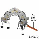 Retificador do alternador 65A / 95A Denso Caterpillar - ligações
