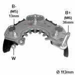Retificador do alternador 65A / 70A Hitachi Mazda 121 Nissan Primera Serena Sunny - ligações
