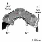 Retificador do alternador 60A / 65A / 70A Hitachi Nissan 100NX Primera Sunny - ligações