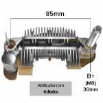 Retificador do alternador 65A / 70A / 75A / 90A Mitsubishi Eclipse L200 L300 Space Wagon Chevrolet GM Tracker (com 6 diodos) - ligações
