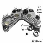 Retificador do alternador 70A / 75A Valeo SG7S Chevrolet GM Celta Meriva Fiat Doblò Palio Stilo Peugeot 206 Renault Clio Kangoo Logan Sandero Twingo - ligações