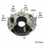 Retificador do alternador 55A / 65A / 80A / 90A Bosch N1 Mercedes-Benz Scania Volvo - ligações