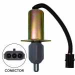 Solenoide estrangulador de parada 12V c/ conector flat de 3 vias para motor diesel Cummins