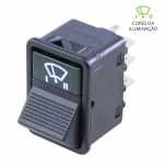Botão/interruptor de limpador de pára-brisa 1 e 2 velocidades 12V / 24V Mercedes-Benz MB AGL (cara preta) 1113 1114 1213 1313 1314 1318 1517 1519 1520 1524 1924 1929 2013 2014 2219 Marcopolo ônibus Volare
