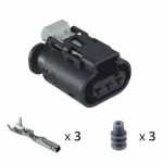 Kit chicote / conector 3 vias com 3 terminais MCON fêmea 1.2mm para sensor de pressão absoluta (sensor MAP) Chevrolet GM Onix Prisma 4 cilindros
