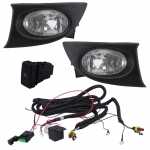 Kit farol auxiliar de milha (longo alcance) com lente de vidro para lâmpada H11 com botão interruptor e chicote Honda Fit 2005-2008