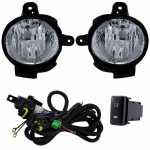 Kit farol auxiliar de milha (longo alcance) com lente de vidro para lâmpada HB4 com botão interruptor e chicote Toyota Hilux SRV 2012-2013