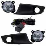 Kit farol auxiliar de milha (longo alcance) com lente de vidro para lâmpada HB4 com botão interruptor moldura e chicote Volkswagen Fox SpaceFox 2010-2013