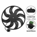 Eletroventilador do radiador com resistência 12V 8 pás diâmetro 400mm 300W aspirante Denso Chevrolet GM Cobalt Onix Prisma Spin Tracker (com ar-condicionado)