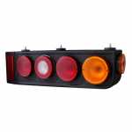 Conjunto de lanterna traseira tricolor (âmbar / cristal / vermelha) com lanterna lateral e aba com retrorrefletor lado direito Randon carrocerias