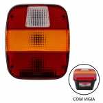 Lanterna traseira tricolor (âmbar / cristal / vermelha) com vigia lado direito/esquerdo Ford Cargo Troller T4 Volkswagen caminhão Constellation Delivery Worker (com pisca amarelo)