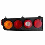 Conjunto de lanterna traseira tricolor (âmbar / cristal / vermelha) com lanterna lateral lado esquerdo Randon carrocerias