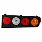 Conjunto de lanterna traseira tricolor (âmbar / cristal / vermelha) com lanterna lateral lado direito Randon carrocerias