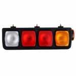 Conjunto de lanterna traseira tricolor (âmbar / cristal / vermelha) com lanterna lateral lado direito Guerra carrocerias