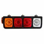 Conjunto de lanterna traseira tricolor (âmbar / cristal / vermelha) com lente diamantada e lanterna lateral lado esquerdo Guerra carrocerias