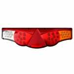 Lanterna traseira tricolor com triângulo retrorrefletor lado direito com fixação traseira universal