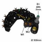 Retificador do alternador 75A / 80A / 90A / 100A / 115A Valeo BWM Citroën Fiat Land Rover MG ZT Peugeot Renault Clio Espace Kangoo Laguna Mégane Scénic - ligações